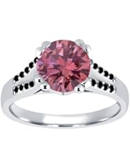 1.14 Ct Round Pink and Black Diamond 18K White Gold Ring
