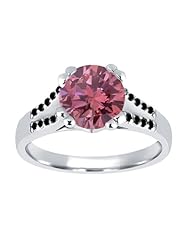 1.14 Ct Round Pink and Black Diamond 14K White Gold Ring
