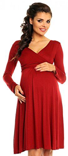 Zeta Ville - Womens Maternity Stretch Dress Empire Waist - Long Sleeves - 890c