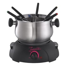 Temptations by Russell Hobb 13521 Chocolate Fondue Set with 1 ltr capacity, thermostat and 4 forks