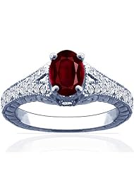 14K White Gold Oval Cut Ruby Fana Designer Ring (GIA Certificate)