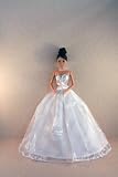 Beautiful White Strapless Wedding Gown with Silver Trim Made for the Barbie Doll