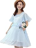 【TPGROWIN】 マタニティ ウェア 授乳服 ワンピース 授乳口付き シフォン フリル エレガント 出産 外出着 妊婦服 授乳服 授乳 楽ちん (XL, ブルー)