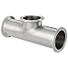 Dixon B7MPS-R200 Stainless Steel 316L Sanitary Fitting, Short Outlet Clamp Tee, 2" Tube OD