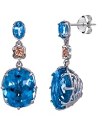 Sterling Silver with 14kT Gold Flash Gemstone Drop Earrings