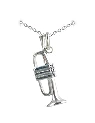 British Jewellery Workshops Silver 27x9mm Trumpet with a Rolo chain