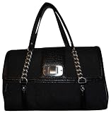 Women's DKNY Purse Handbag Town and Country Turnlock Shopper Black/Black