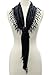 LL Black Lace Scarf Triangle with Rose Pattern and Beautiful Flower Tassels
