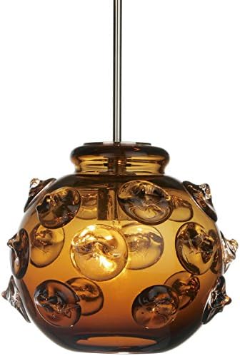 Stone Lighting PD156AMSNX3M Pendant Marte Amber Satin Nickel GY6.35 Xenon 35W Monopoint Canopy