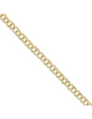 10k Yellow Gold 7in Solid Double Link Charm Bracelet. Metal Wt- 8.06g