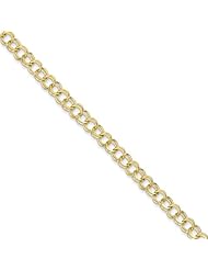 10k Yellow Gold 8in Solid Double Link Charm Bracelet. Metal Wt- 8.93g