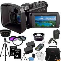 Sony HDR-PJ790V PJ790 HDRPJ790 HDRPJ790V High Definition Handycam Camcorder with 3.0-Inch LCD (Black) ULTIMATE Bundle with 32GB SD Card (qty 2), Full Sized Tripod, Spare Battery, Rapid AC/DC Charger, Wide Angle and 2X Telephoto Lens + MORE