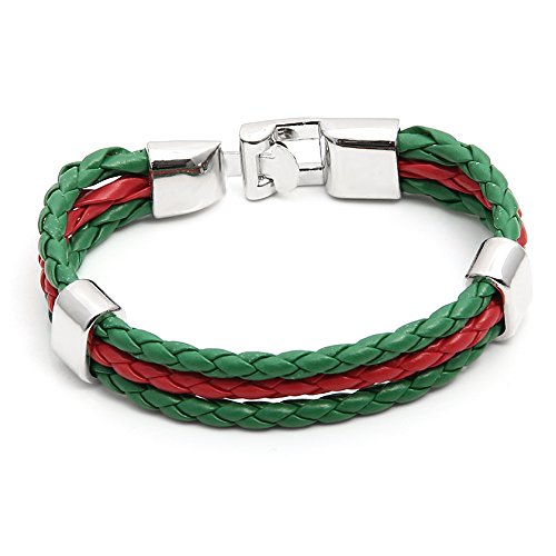 O.R.® (Old Rubin) Stylisches Armband PU Lederarmband Kordelarmband Fanartikel Fussball Weltmeisterschaft 2014 WM & EM Länder Style geflochten (Portugal)