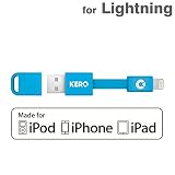Apple 認証 MFi 取得品 KERO Lightning Nomad Cable キーロ ライトニング ノマド ケーブル iphone6 / iphone6 plus / iphonoe5s / iphone5c / iphone5 ライトニングコネクタ (ブルー)