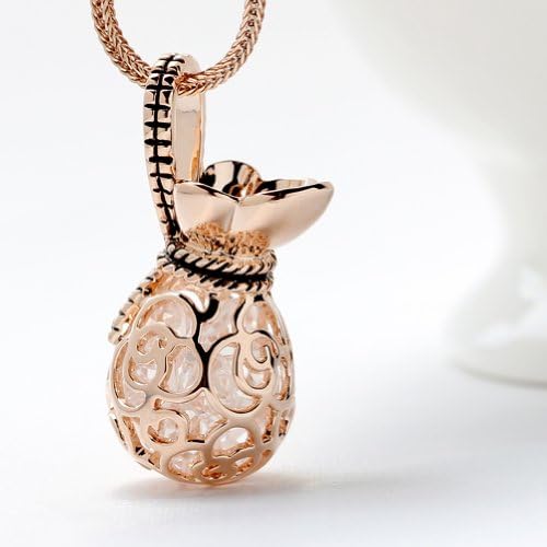 T-400LJ Women's Gold Austria Rhinestone Long Sweater Moneybag Pendant Necklace