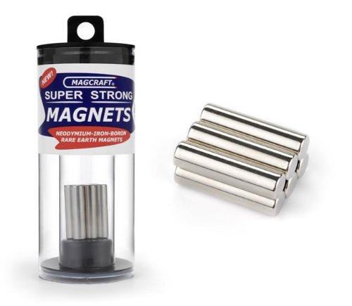 Magcraft NSN0719 1/4-Inch by 1-Inch Rare Earth Rod Magnets, 6-Count