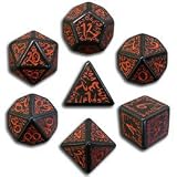 Carved Elvish Dice Set (Black and Red)