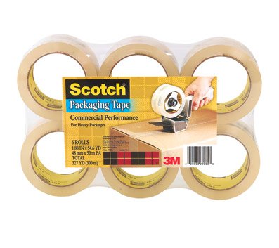 Scotch 3750 Commercial Performance Packaging Tape Refill Rolls, 1.88 x 1965, Clear, 6 Pack
