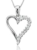 10k White Gold Heart Diamond Pendant Necklace (HI, I1-I2, 0.25 carat) [Jewelry]