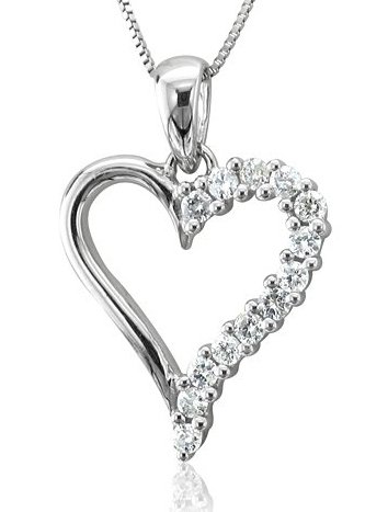 Best 10k White Gold Heart Diamond Pendant Necklace (HI, I1, 0.25 carat) [Jewelry] Guides