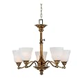 Quoizel BU5005ER Brunswick Five-Light One-Tier Chandelier, Etched Opal Glass, Empire Brass Finish