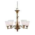Quoizel BU5005ER Brunswick Five-Light One-Tier Chandelier, Etched Opal Glass, Empire Brass Finish