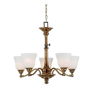Quoizel BU5005ER Brunswick Five-Light One-Tier Chandelier, Etched Opal Glass, Empire Brass... by 