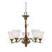 Quoizel BU5005ER Brunswick Five-Light One-Tier Chandelier, Etched Opal Glass, Empire Brass Finish