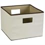 Household Essentials Canvas Storage Bin, Natural with Brown Trim