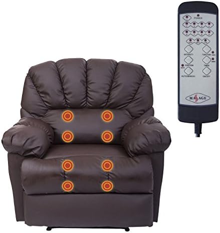 HomCom Vibrating Massage Chair Recliner Living Room Sofa leather Brown