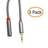 C&E CNE62793 1.5-Feet 3.5mm Stereo Headphone Extension Cable, Pack of 5