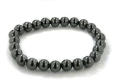 8mm Round Magnetic Hematite Beaded Grey Pearl Stretch Bracelet