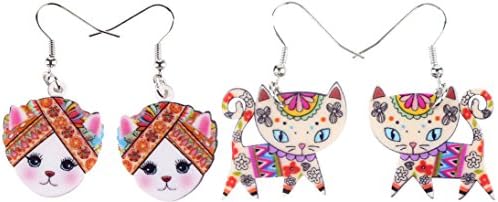 2 Super Cute Pairs of Kawaii Girls Floral Kitty Earrings from Jenna Lyn