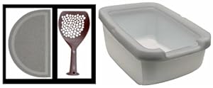 Catit Cat Litter Pan with Rim, Gray (Deluxe Cat Pan w/ Rim Kit)