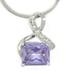 "Sleek & Stylish" - Pendant with Lavender Solitaire & Pavé White CZs
