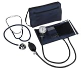 MatchMates Aneroid Sphygmomanometer and Dual Head Stethoscope Combination Kit with Calibrated Nylon Cuff Navy