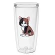 Kitty (Brown & Black) 16 oz Insulated Beverage Tumbler, Clear
