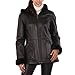 BGSD Women's Faux Shearling Lambskin Leather Parka Coat - Black L