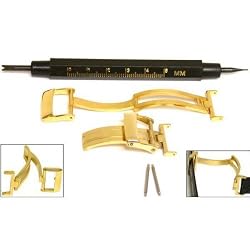 2 18mm 14K Gold Plated Watch Band Deployment Buckles