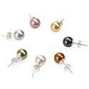 Genuine Swarovski Crystal Pearl Earring Set - White/Tahitian/Gold/Copper/Green/Rose/Blue (8mm)