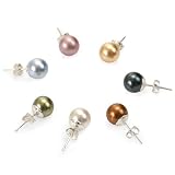 Genuine Swarovski Crystal Pearl Earring Set - White/Tahitian/Gold/Copper/Green/Rose/Blue (8mm)