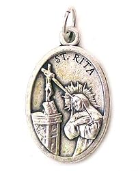 Saint Rita Oxidized Medal - MADE IN ITALY