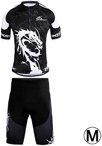 DS-Dragon Pattern Cycling Short Sleeves Jersey + Shorts Set for Men (Size: M) ~.
