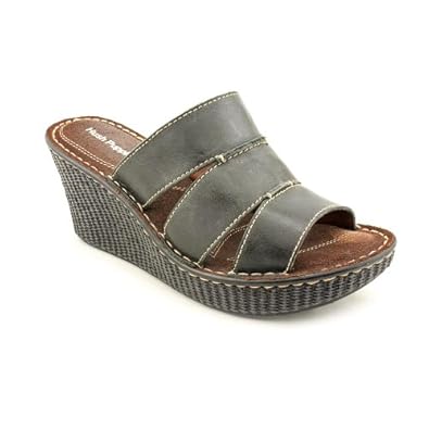 Hush Puppies Danube Womens Size 9 Black Leather Wedge Sandals Shoes UK ...