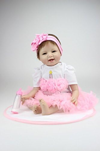 SSG 22''Handmade Lifelike Baby Girl Doll Silicone Vinyl Reborn Newborn Dolls With Clothes