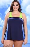 Delta Burke Contrast Stripe Plus Size Swimdress Swimsuit - Women's Swimwear Plus Size Swimsuits