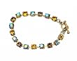 Bracelet - B127 - Swarovski (tm) Crystal Stones - Antique Gold Tone ~ Topaz Mix