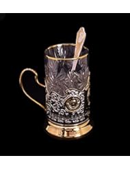 Art and Craft Supply: USSR Soviet Coat of Arms Gold Plated Classic Russian Tea Glass Metal Holder / Podstakannik for Hot or Cold Liquids - Kolchugino plant