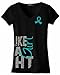 Fight Like a Girl Side Wrap T-Shirt Ladies' V-Neck Black w/ Teal