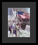 WTC 9/11 (Flag) Art Black Wood-Mounted Poster Print - 11 X 17